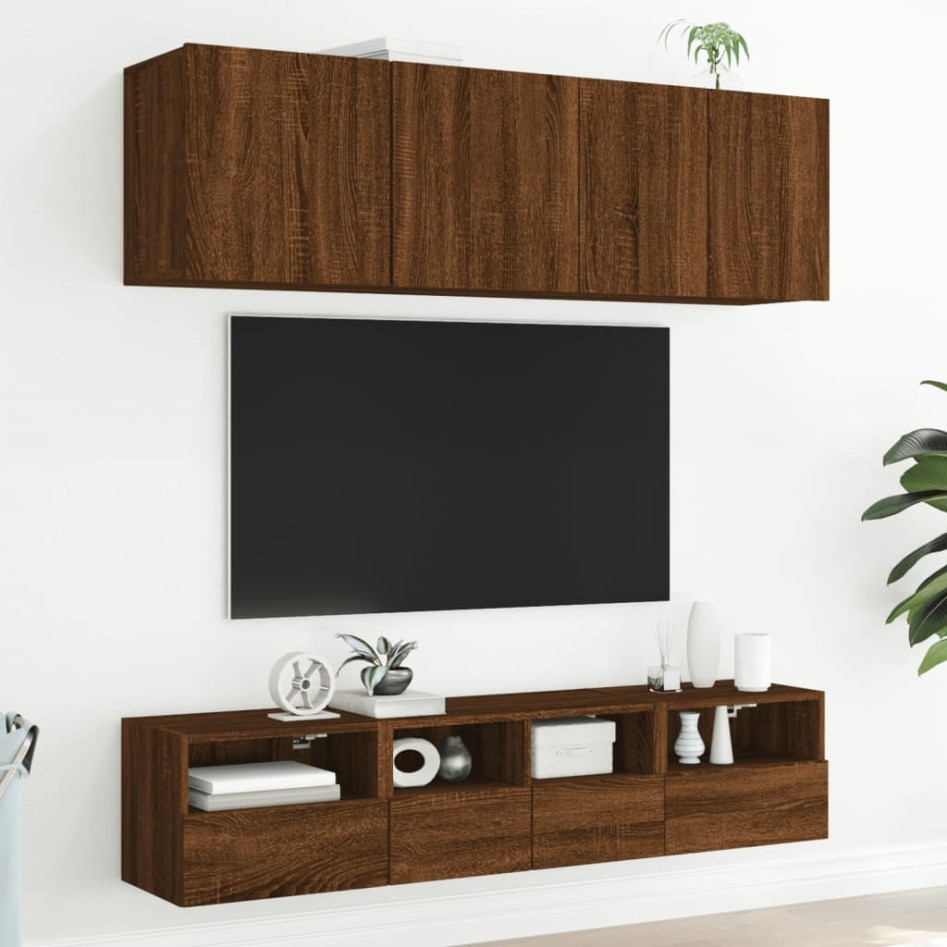 Muebles de pared para TV 2 uds madera roble marrón 40x30x30