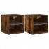 Muebles TV de pared luces LED 2 uds roble ahumado 30x28,5x30