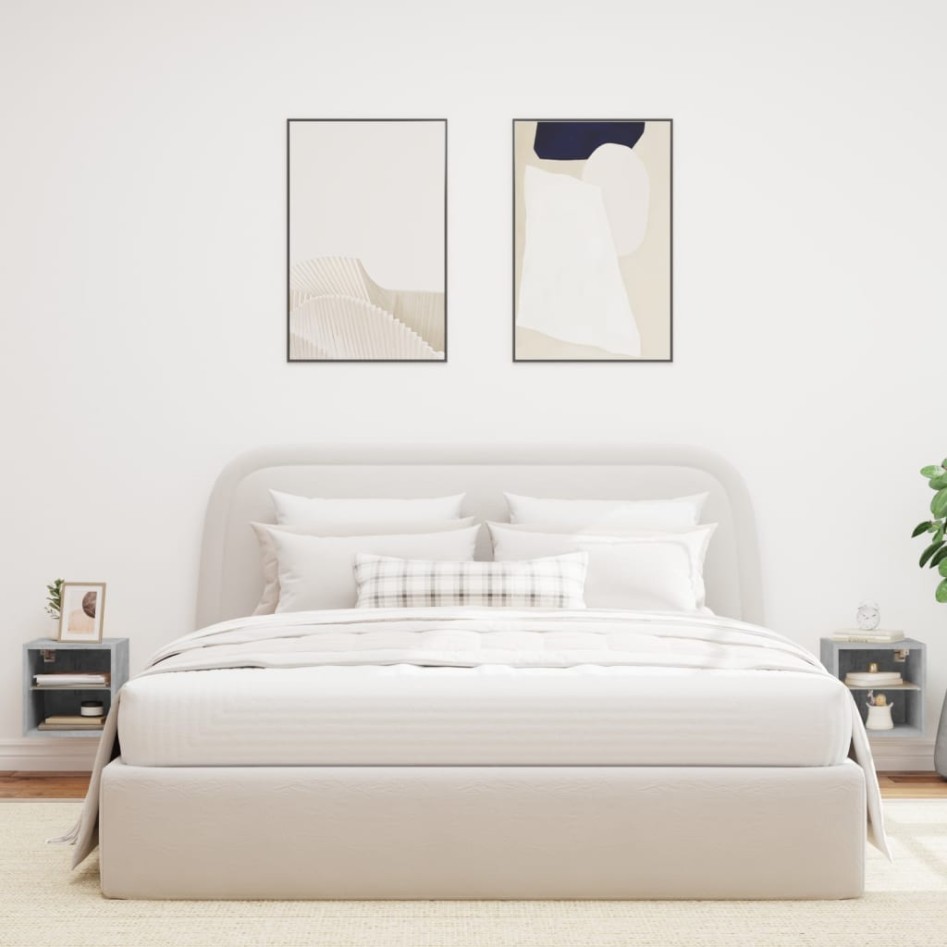 Muebles TV de pared luces LED 2 uds gris hormigón 30x28,5x30