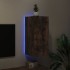 Mueble de TV de pared con luces LED roble ahumado 30,5x35x70