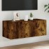 Mueble de TV de pared con luces LED roble ahumado 80x35x31