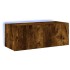 Mueble de TV de pared con luces LED roble ahumado 80x35x31