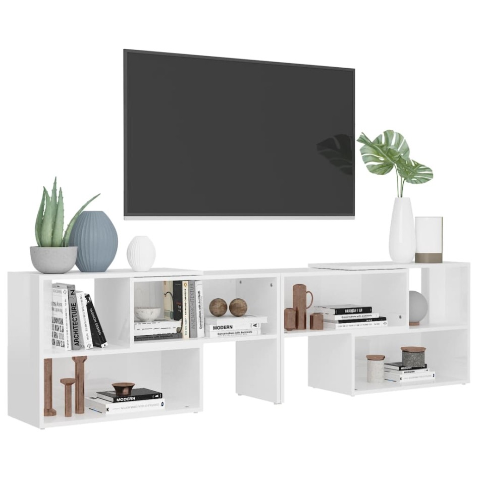Mueble de TV madera contrachapada blanco brillante 149x30x52