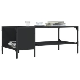 Mesa de centro con estante madera ingeniería negro 100x51x40