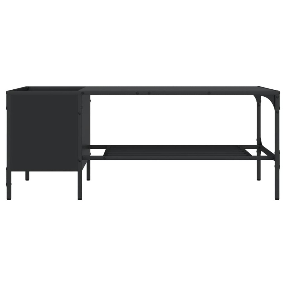 Mesa de centro con estante madera ingeniería negro 100x51x40
