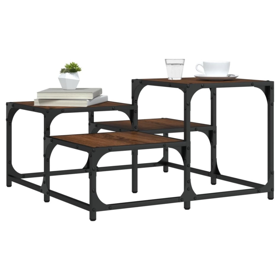 Mesa de centro madera de ingeniería roble marrón 68x68x40