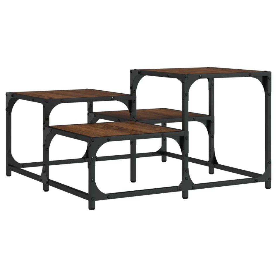 Mesa de centro madera de ingeniería roble marrón 68x68x40