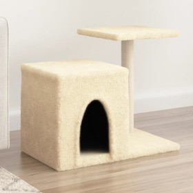 Rascador para gatos con postes de sisal color crema 50,5