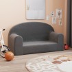 Sofá para niños de 2 plazas felpa suave gris antracita