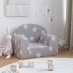 Sofá para niños felpa suave gris claro con estrellas