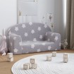 Sofá de niños de 2 plazas felpa suave gris claro con estrellas