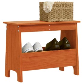 Banco de recibidor madera maciza pino marrón cera 60x28x45