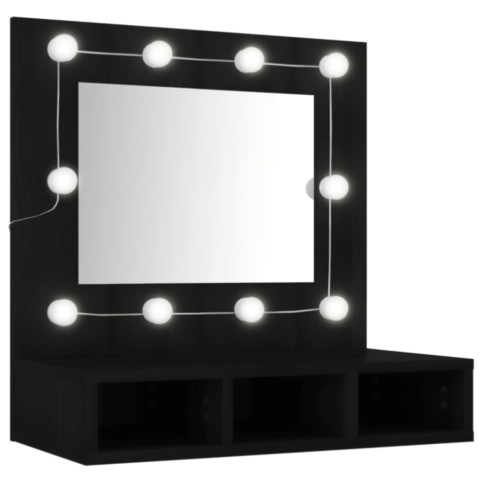 Mueble con espejo y LED negro 60x31,5x62