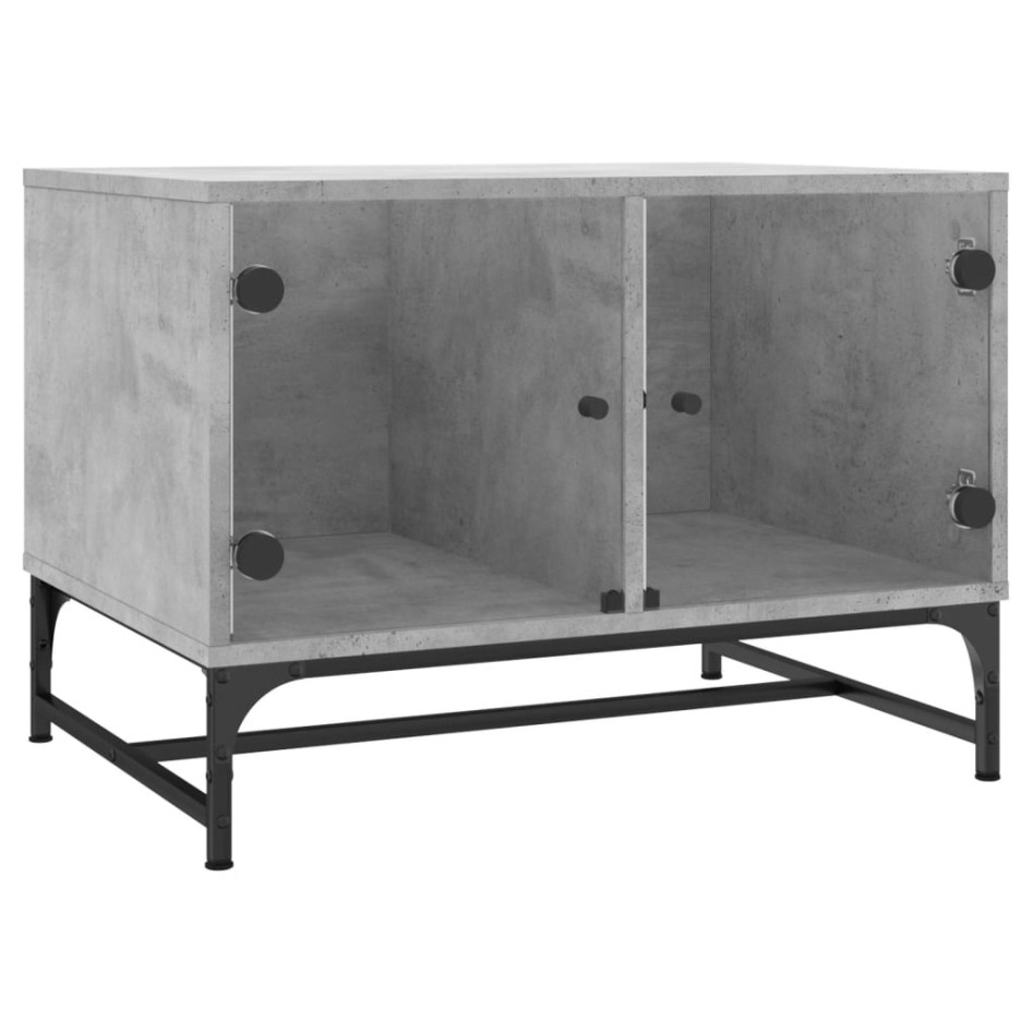 Mesa de centro puertas de vidrio gris hormigón 68,5x50x50
