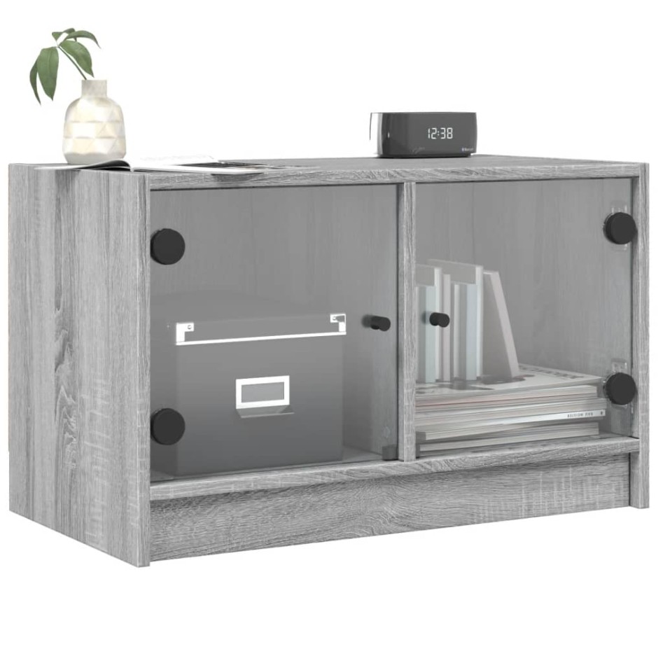 Mueble de TV con puertas de vidrio gris Sonoma 68x37x42