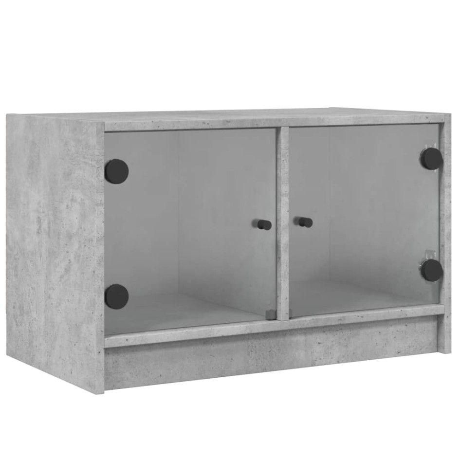 Mueble de TV con puertas de vidrio gris hormigón 68x37x42