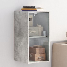 Mueble de pared puertas de vidrio gris hormigón 35x37x68,5