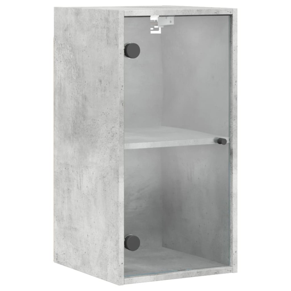 Mueble de pared puertas de vidrio gris hormigón 35x37x68,5