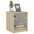 Mesitas noche con puertas vidrio 2 uds roble Sonoma 35x37x42