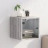 Mesita de noche con puerta de vidrio gris Sonoma 35x37x35