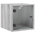 Mesita de noche con puerta de vidrio gris Sonoma 35x37x35