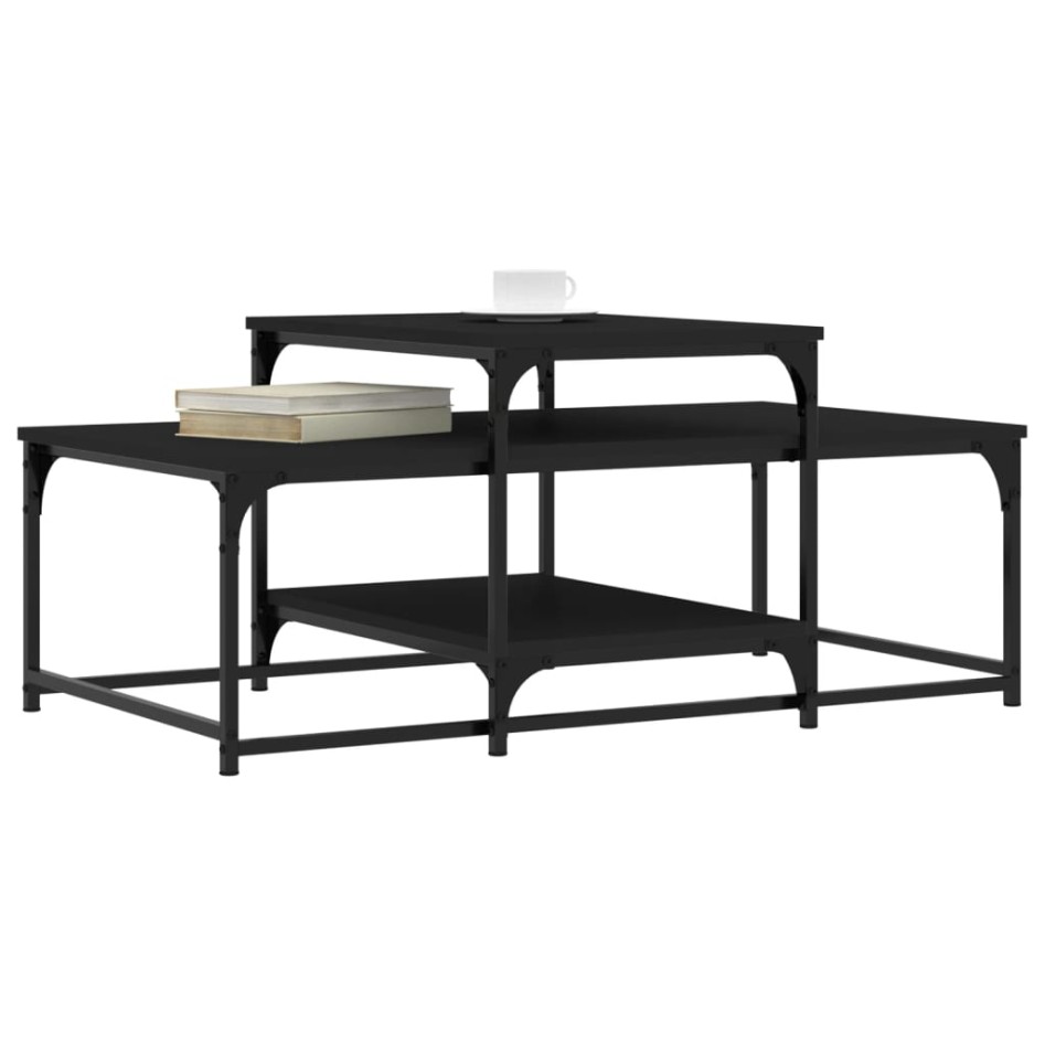 Mesa de centro madera de ingeniería negro 102x60x45