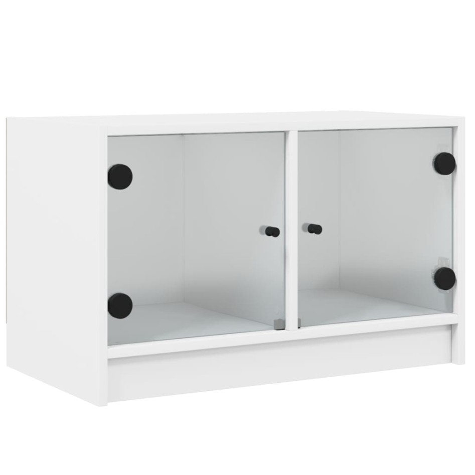 Mueble de TV con puertas de vidrio blanco 68x37x42