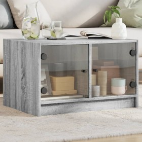 Mesa de centro con puertas de vidrio gris Sonoma 68x50x42