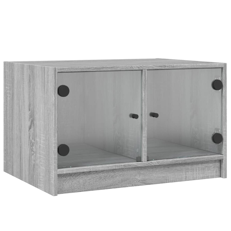 Mesa de centro con puertas de vidrio gris Sonoma 68x50x42