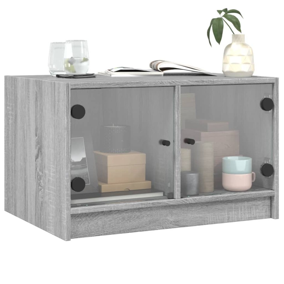 Mesa de centro con puertas de vidrio gris Sonoma 68x50x42