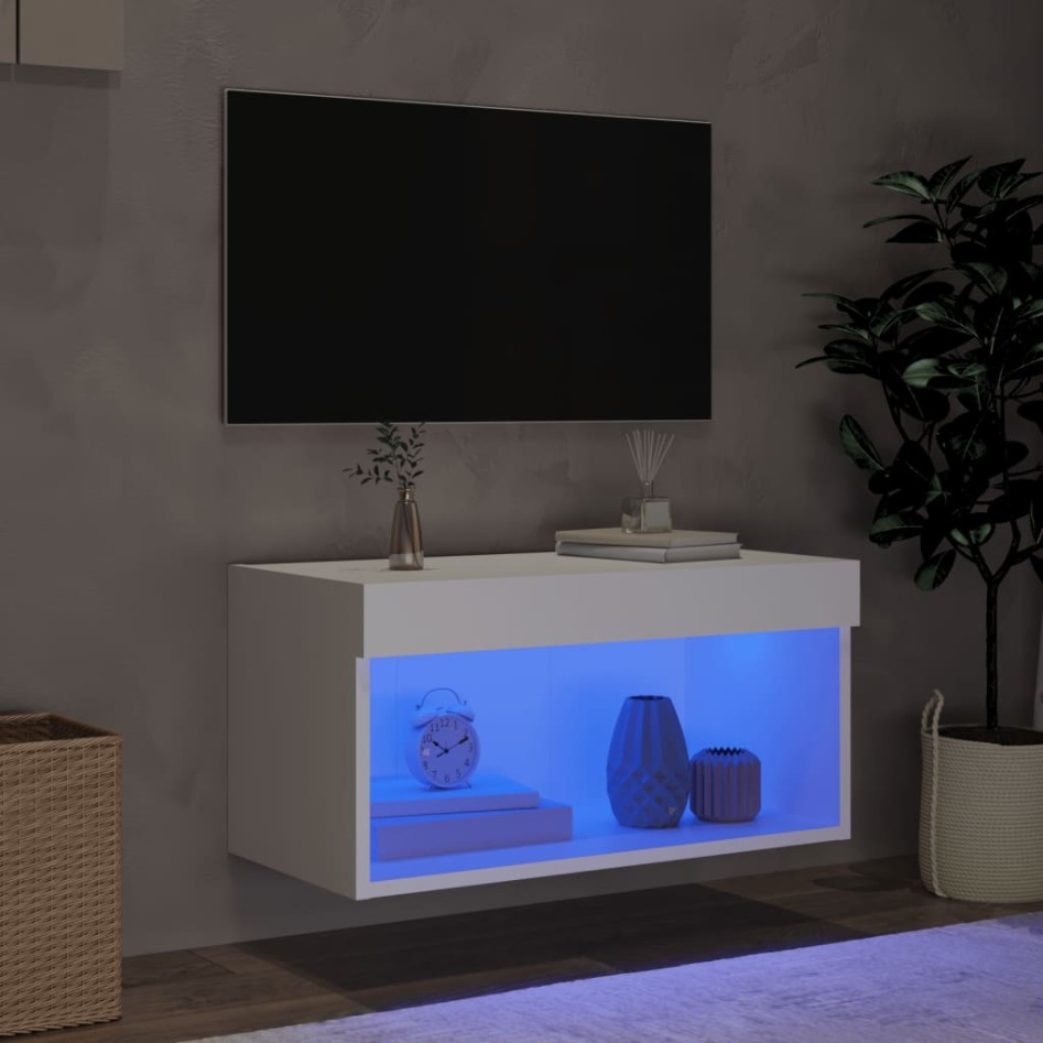 Mueble para TV con luces LED blanco 60x30x30