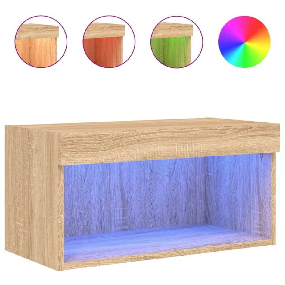 Mueble para TV con luces LED roble Sonoma 60x30x30