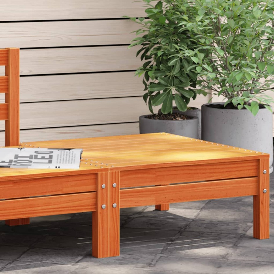 Taburete de jardín madera maciza de pino marrón