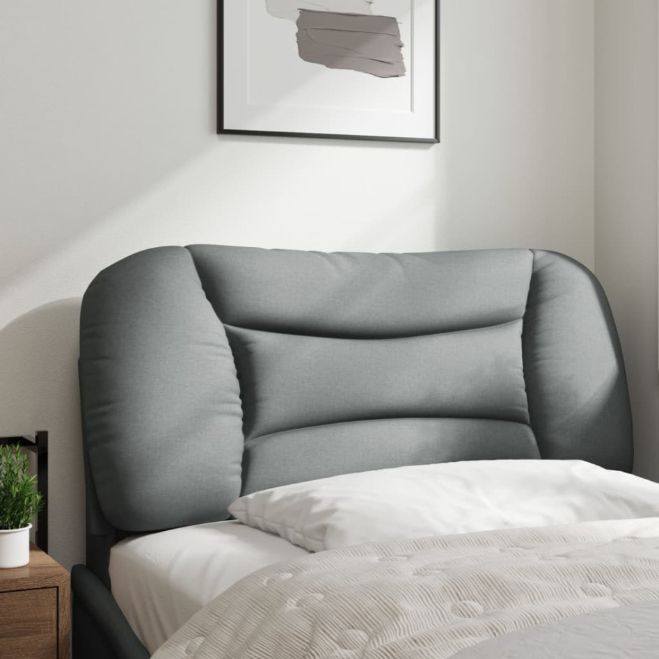 Cabecero de cama acolchado tela gris claro 90