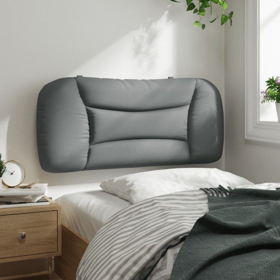 Cabecero de cama acolchado tela gris claro 90