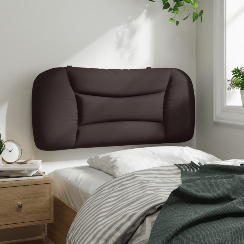 Cabecero de cama acolchado tela marrón oscuro 80