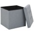 Taburetes almacenaje plegables 2 uds lino sintético gris