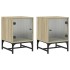 Mesitas noche con puertas vidrio 2 uds roble Sonoma 35x37x50