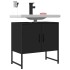Armario para lavabo de baño madera ingeniería negro 60x33x60