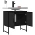 Armario para lavabo de baño madera ingeniería negro 60x33x60