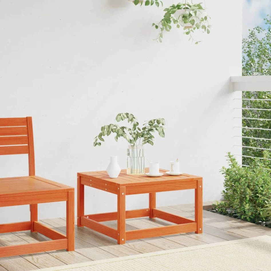 Taburete de jardín madera maciza de pino marrón