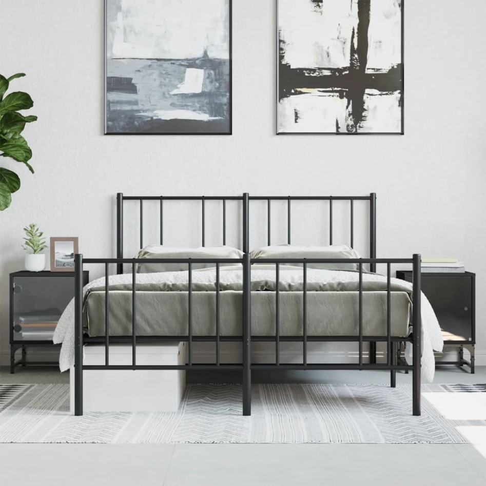 Mesitas de noche con puertas de vidrio 2 uds negro 35x37x50