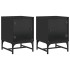 Mesitas de noche con puertas de vidrio 2 uds negro 35x37x50