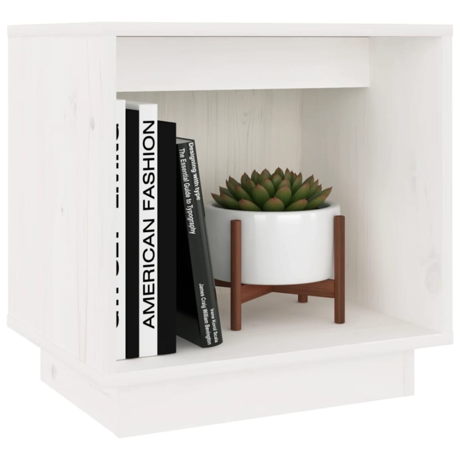 Mesita de noche de madera maciza de pino blanco 40x30x40