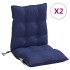 Cojines de silla de respaldo bajo 2 uds tela azul