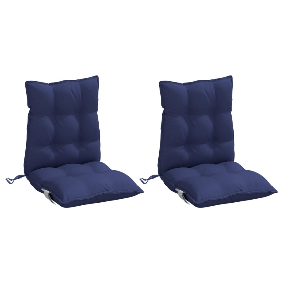 Cojines de silla de respaldo bajo 2 uds tela azul