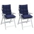 Cojines de silla de respaldo bajo 2 uds tela azul