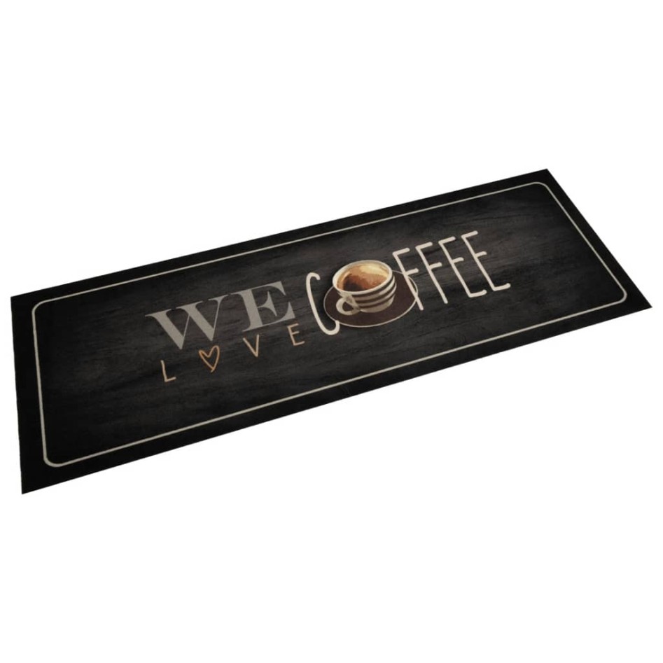 Alfombra de cocina lavable terciopelo texto café 60x180
