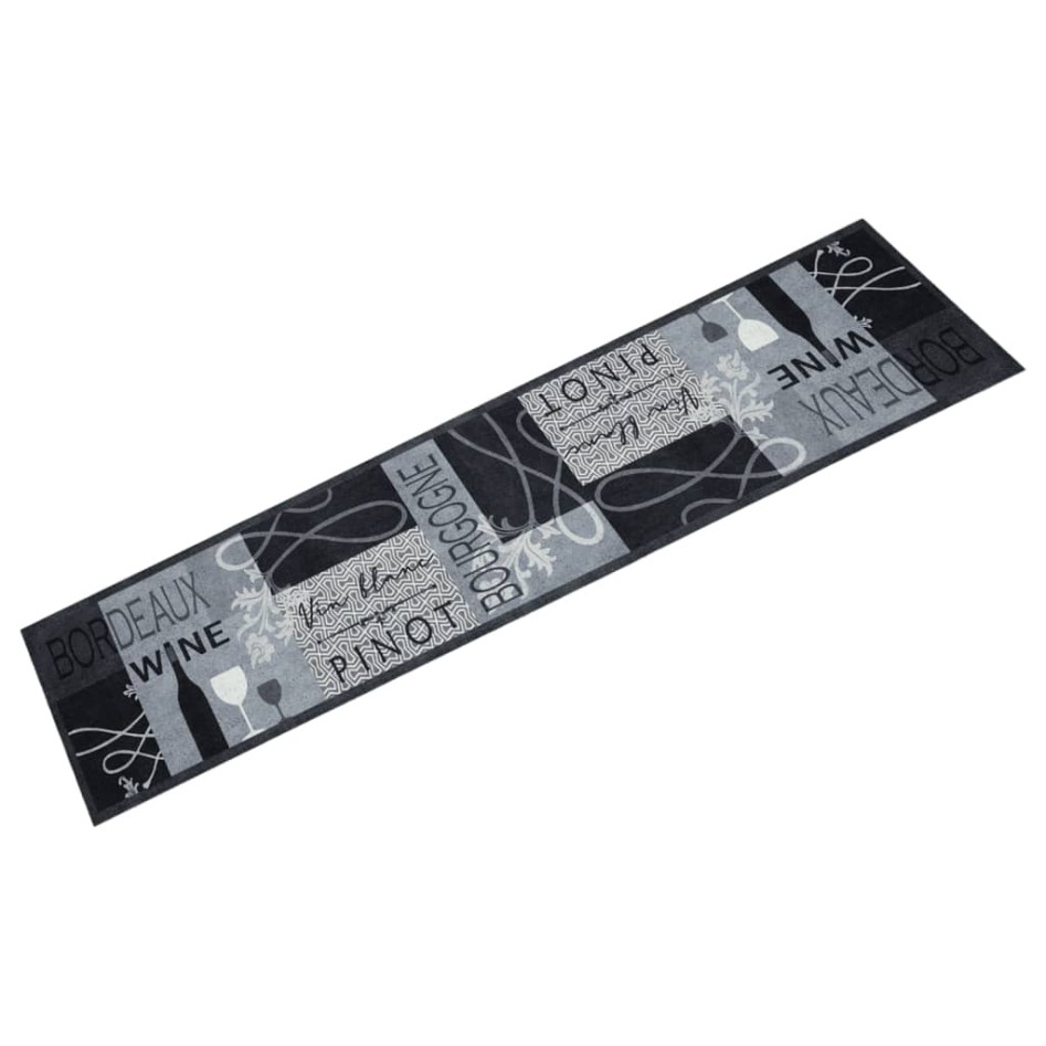 Alfombra de cocina lavable terciopelo vino gris 60x300