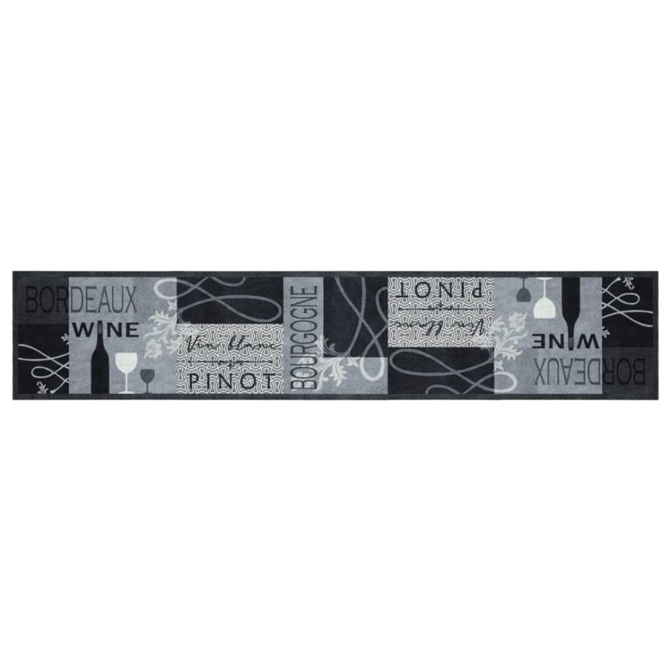 Alfombra de cocina lavable terciopelo vino gris 60x300